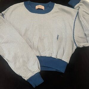 Redone YSL cropped sweatshirt blue white stripe xs